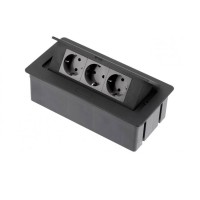 Удлинитель для офиса SOFT на 3 розетки SCHUKO черный + провод 1,5 метра с вилкой