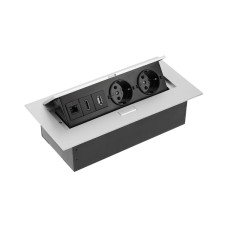 Подовжувач GTV 2 розетки SCHUKO USB HDMI інтернет-вихід Алюміній