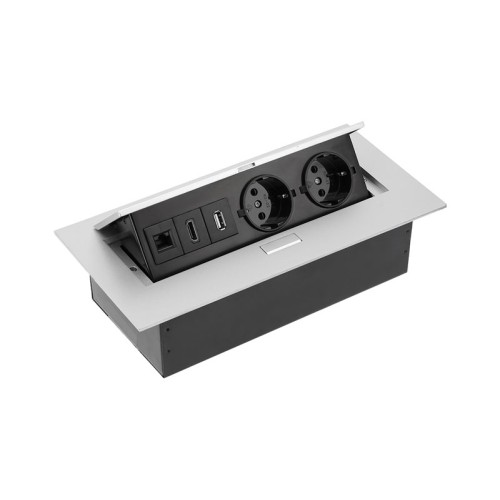 Подовжувач GTV 2 розетки SCHUKO USB HDMI інтернет-вихід Алюміній - AE-PB02GSHDMI-53