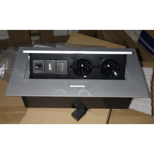 Подовжувач GTV 2 розетки SCHUKO USB HDMI інтернет-вихід Алюміній - AE-PB02GSHDMI-53