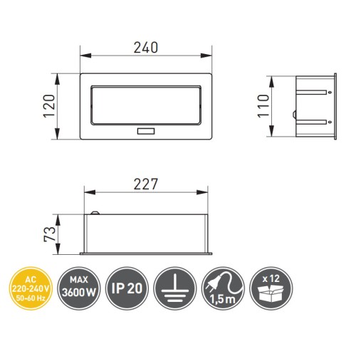 Подовжувач настільний SOFT 2 розетки AE-PBSUC2GU-20 French 2xUSB, чорний, з проводом 1,5 метра - AE-PBSUC2GU-20N