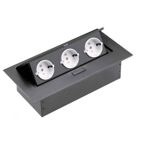 Подовжувач для офісу на 3 розетки із заземленням Schuko чорний - AE-PB03GS-20