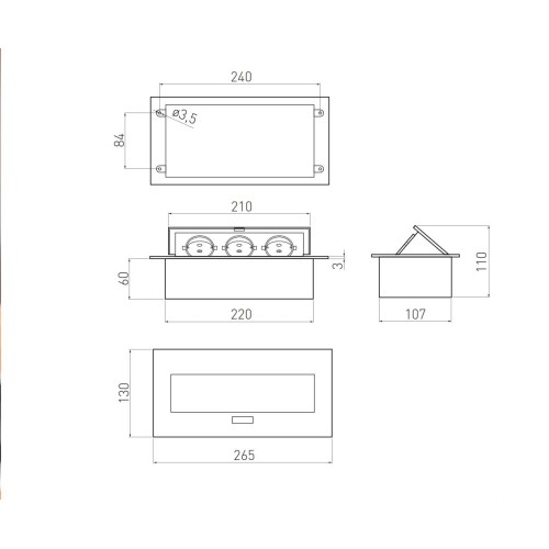 Подовжувач для офісу на 3 розетки із заземленням Schuko чорний - AE-PB03GS-20