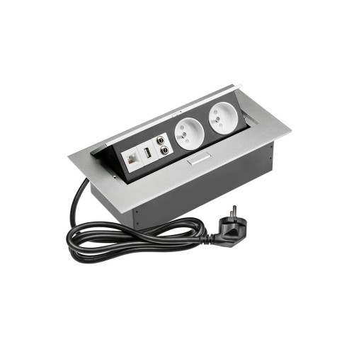 Подовжувач для офісу на 2 розетки USB аудіо інтернет вихід із зас. ал. + дріт 1,5 м з вилкою - AE-PBC2GU-53