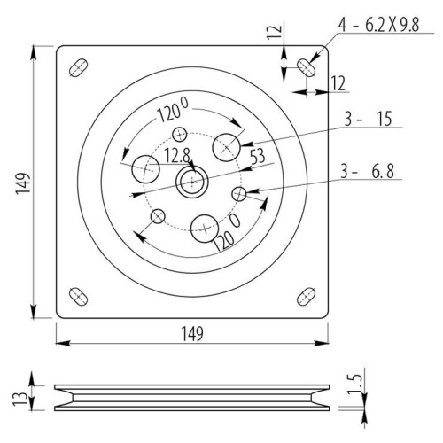 Платформа обертова квадратна під TV - OM-OBK150-20B