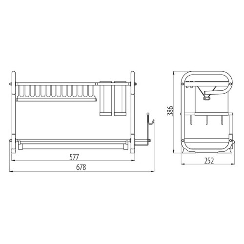 Сушка для посуду та столових приладів настільна, дворівнева 252х670х385 - OC-A0460D-06