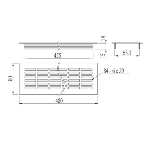 Решітка вентиляційна біла 480х80 - KK-W80800-D1