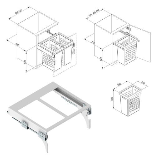 Корзина для белья 33L пластик белая - TE22.6696.05.013