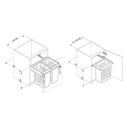 Корзина для белья 33L пластик белая - TE22.6696.05.013