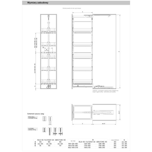 Карго REJS Maxima PURO Белый/СТЕКЛО 5 полок 300мм 1700-1900мм (без направ) WE35.0028.06.C75 - WE35.0028.06.C75