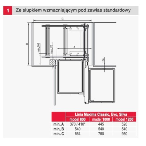 Магічний кут REJS CORNER Comfort 800 Хром/Білий ЛІВИЙ Maxima MAXIMA EVO II WE30.0001.08.374 - WE30.0001.08.374