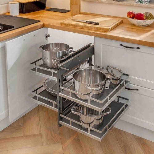 Магічний кут MovixPro - універсальний, із двома висувними кошиками, плоский прут, хром - KO-WMC450-01