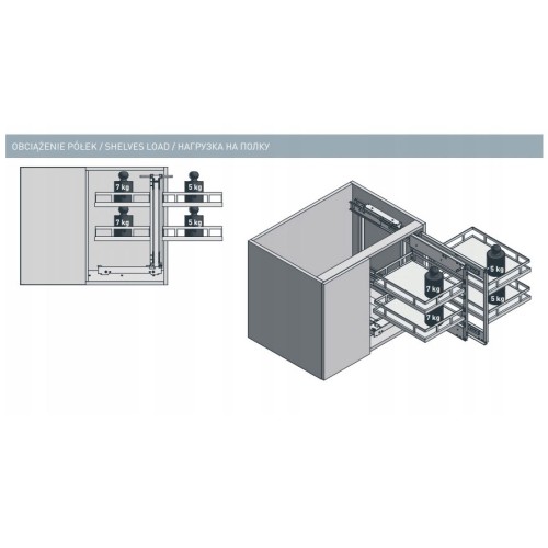 Магічний кут MovixPro - універсальний, із двома висувними кошиками, плоский прут, хром - KO-WMC450-01
