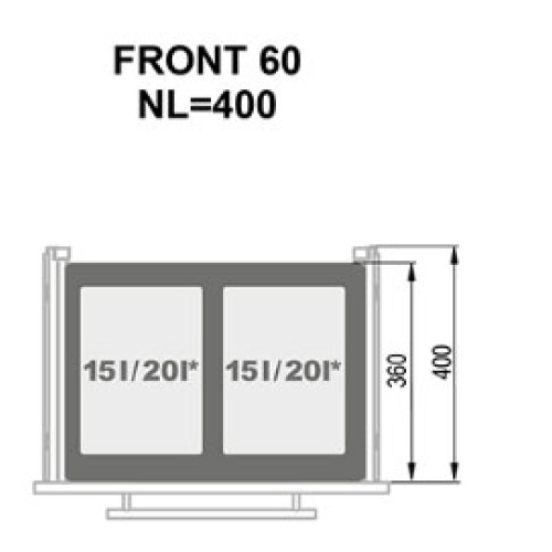 Мусорное ведро Rejs SEGREGO секция: 600 Серый Н=320 (564x400x330) 2x15L - WE28.4041.01.549