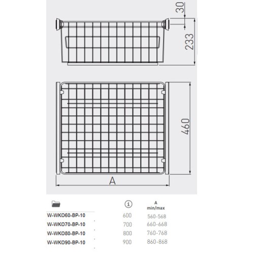 Кошик для білизни GTV SMART 800 мм (без напрямних) Білий - W-WKO80-BP-10