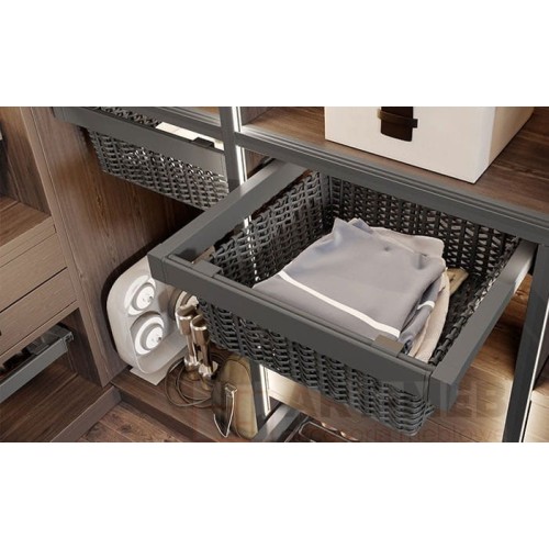 Плетені кошики для білизни elite 600 мм із ротанга, колір графіт - WG-KOSZR60-60