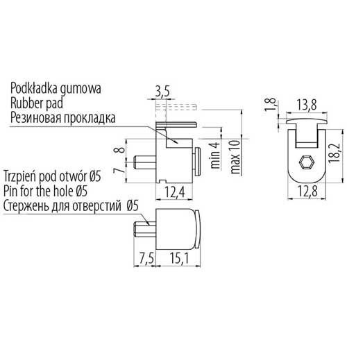 Полкоутримувач для скляних полиць E410 хром - PP-GL-E410-01