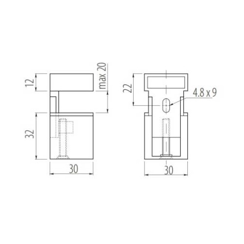 Полкоутримувач GS02 алюміній (квадрат) - PP-00GS02-05