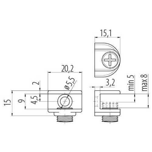 Полкотримач із затискачем для скляних полиць A48 хром - PP-GL-A48-01
