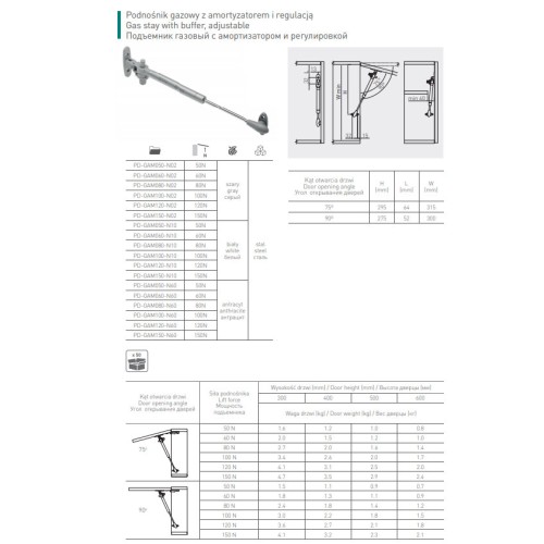 Ліфт пневматичний GTV GАМ 150N із сповільнювачем Графіт - PD-GAM150-N60