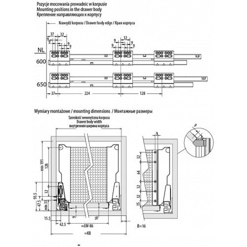 Модерн бокс для кутових ящиків, 650 мм високий - pb-d-cor650c