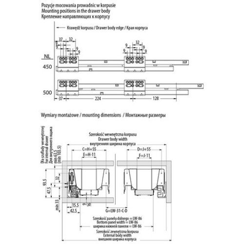 Скринька MB під мийку 450/450 з повним вирізом - pb-d-zle-450