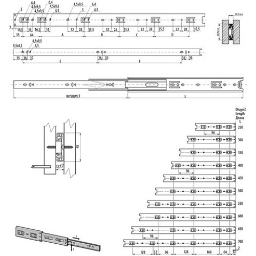 Направляючі кулькові 250 PRO (1,2 мм) - PK-PRO-H45-250