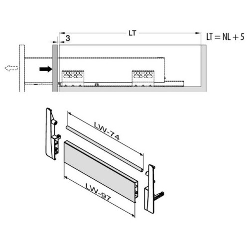 Модерн бокс L-450 низький сірий - pb-d-kpl450a