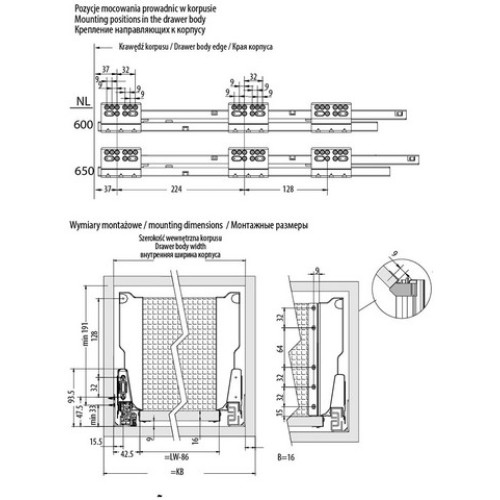 Модерн бокс для кутових ящиків, 600 мм високий - pb-d-cor600c