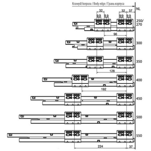 Модерн бокс L-500 комплект низкого ящика А серый - PB-D-KPL500A