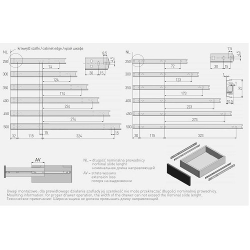 Направляючі кулькові GTV H-27 L-350 мм - PK-0H27-3500