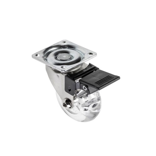 Мебельный ролик Brazylia d 50 прозрачный с фиксатором - KM-RD-50-CF