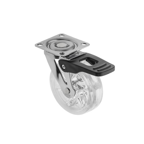 Мебельный ролик SHIFT d75 прозрачный с фиксатором - km-bh75mm-00