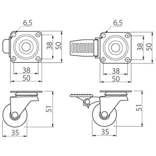 Мебельный ролик d 35 прозрачный - km-a035mm-00