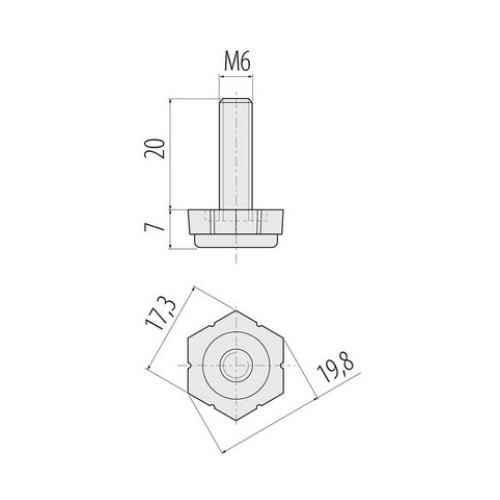 Ніжка з регулюванням M6 (без муфти) - nm-stopkszestk-m6