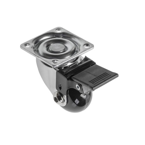 Мебельный ролик BRAZYLIA d 35 Черный с фиксатором - KM-RD-35-CF-20