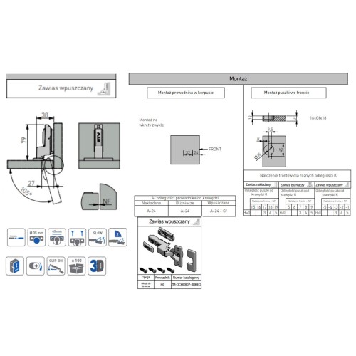 Петля GTV SOLID PRO внутрішня Гідравлічна + Пряма планка 3Д CLIPON - ZM-DCHCB07-3DBEO