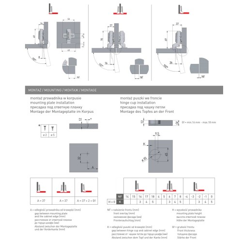 Петля внутрішня з доводчиком без шурупа - ZM-ECHC07BEO