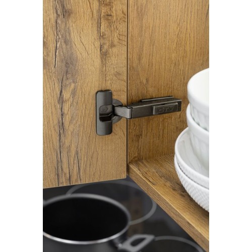 Петля GTV SOLID PRO BLACK накладна Гідравлічна + Пряма планка 3Д CLIPON - ZM-DCHCB09-3DBEO-20