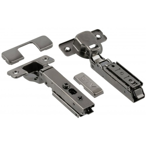 Петля GTV SOLID PRO BLACK накладна Гідравлічна + Пряма планка 3Д CLIPON - ZM-DCHCB09-3DBEO-20