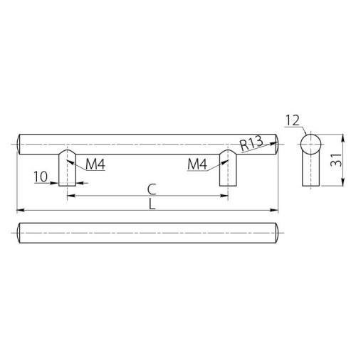 Ручка релінг 320/400 Сталь - RS-400320-06