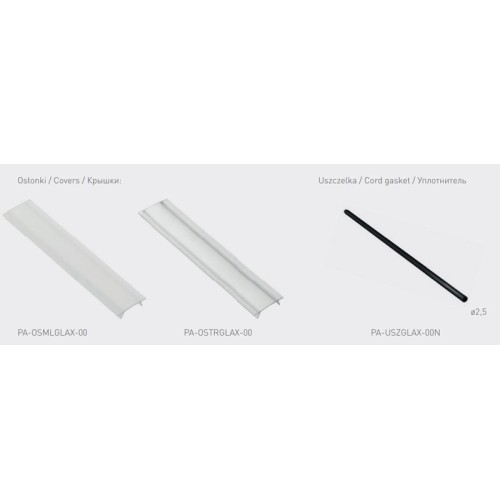 LED-профіль GTV для торця полиць 3 м колір Сталь - PA-GLAXWN3M-AL-06