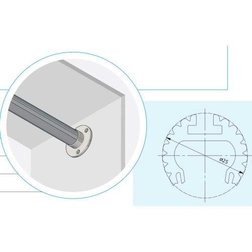 Алюмінієвий профіль-штанга GLAX, 2 метри, (ціна за 2 метри) - PA-GLAXDR-AL