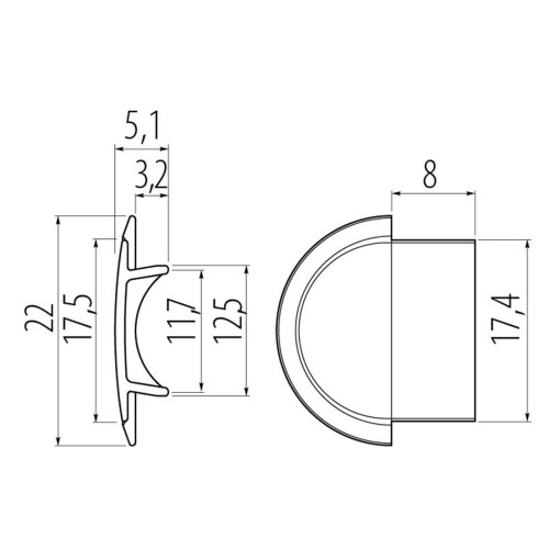 Заглушка кінцева профілю GLAX, для світлодіодної стрічки врізна - PA-ZASGLAX-00