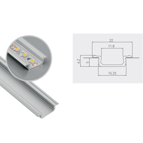 LED-профіль GTV врізний 2м Чорний матовий - PA-GLAX-AL-20M