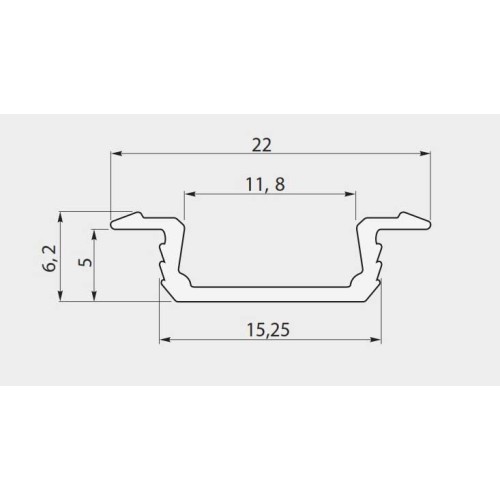 Алюмінієвий профіль GLAX врізний, 3 метри, (ціна за 3 метри) - PA-GLAX3M-AL