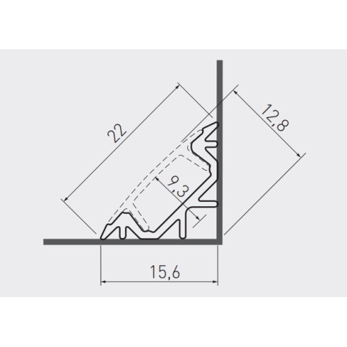 Алюмінієвий профіль GLAX кутовий, 3 метри (ціна за 3 метри) - PA-GLAXKT3M-AL