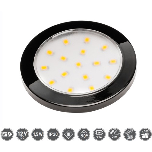 Світильник LED Lumino 12V DC, 1.5W, 16 SMD3528, 200см провід з miniAMP х/б, чорний - LD-LU16ZB-20