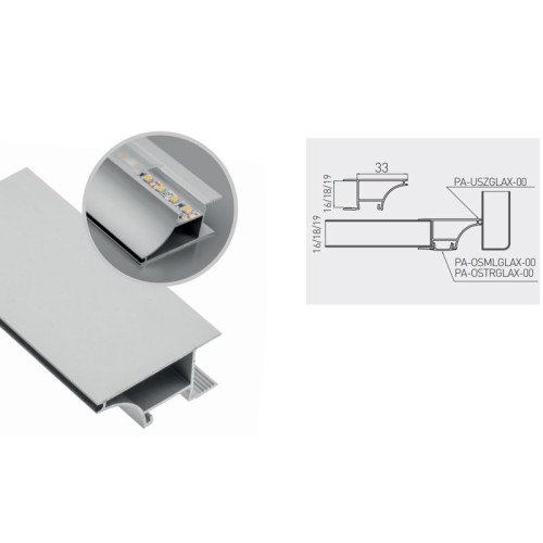 LED-профіль GTV для торця полиць 3м - PA-GLAXWN3M-AL