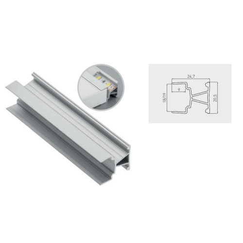 Профіль LED торцевий двосторонній 18мм 3м під світлодіод. стрічку - PA-GLAXMNBDW3M-AL